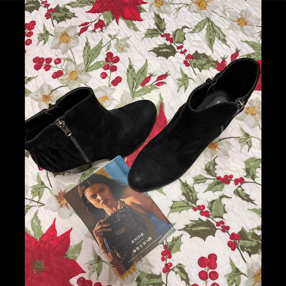 Just Fab. Suede boots with 3 inch heal size 8.